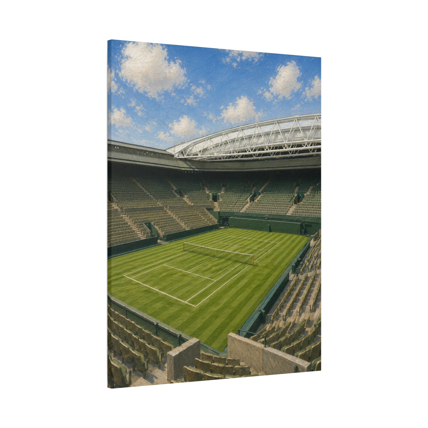 London Grass Court Canvas Wall Art, English Tennis Stadium Painting, Green Sports Decor, Tennis Lover Gift— Stretched Matte 1.25"