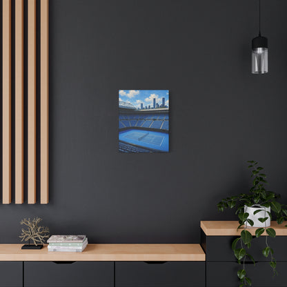 Melbourne Tennis Canvas Wall Art, Blue Court Stadium Painting, Australian Summer Tennis Decor