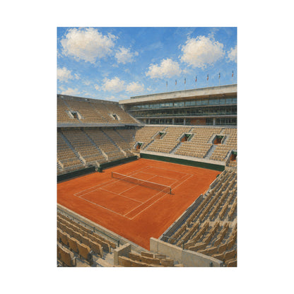 Paris Clay Court Canvas Wall Art, French Tennis Stadium Painting, European Sports Decor, Tennis Lover Gift— Stretched Matte 1.25"
