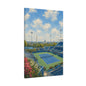 Washington DC Tennis Canvas Wall Art, Blue Court Stadium Painting, Capitol City Sports Decor, Tennis Lover Gift— Stretched Matte 1.25"