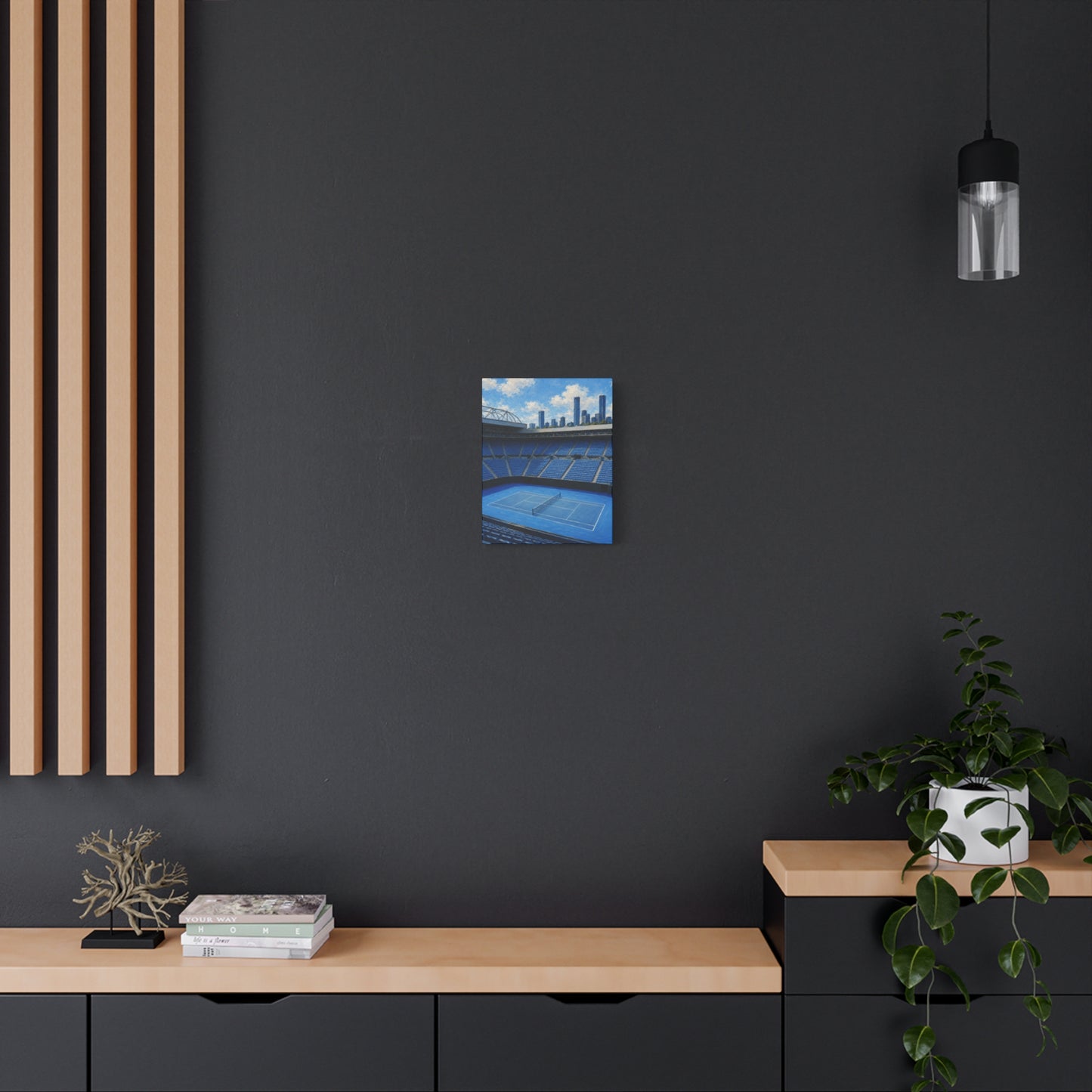 Melbourne Tennis Canvas Wall Art, Blue Court Stadium Painting, Australian Summer Tennis Decor