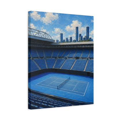 Melbourne Tennis Canvas Wall Art, Blue Court Stadium Painting, Australian Summer Tennis Decor
