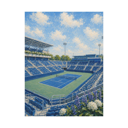 Cincinnati Tennis Canvas Wall Art, Blue Court Stadium Painting, Ohio Sports Decor, Tennis Lover Gift— Stretched Matte 1.25"