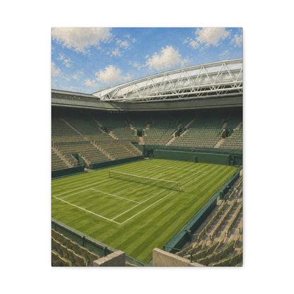 London Grass Court Canvas Wall Art, English Tennis Stadium Painting, Green Sports Decor, Tennis Lover Gift— Stretched Matte 1.25"