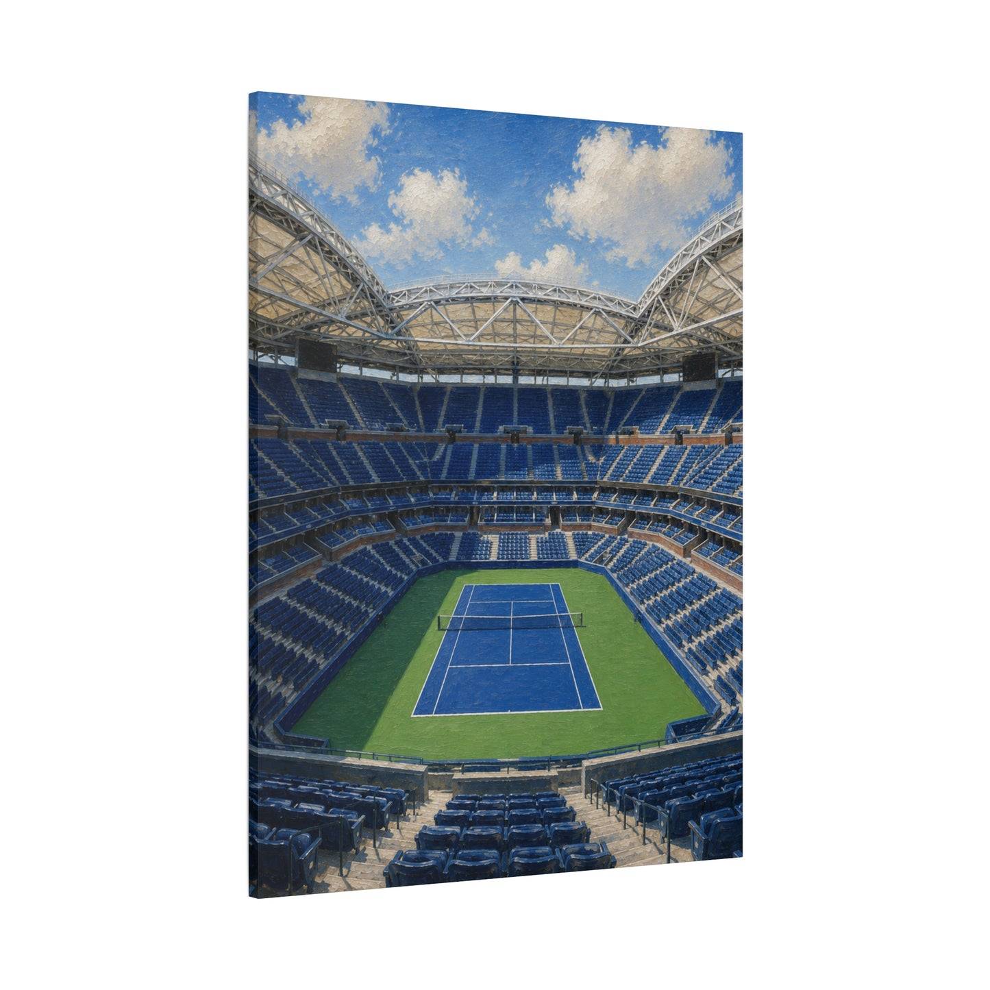 New York Tennis Canvas Wall Art, Blue Court Stadium Painting, NYC Sports Decor, Tennis Lover Gift— Stretched Matte 1.25"