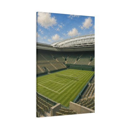 London Grass Court Canvas Wall Art, English Tennis Stadium Painting, Green Sports Decor, Tennis Lover Gift— Stretched Matte 1.25"
