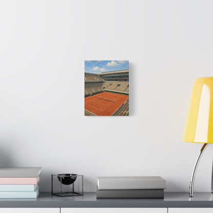 Paris Clay Court Canvas Wall Art, French Tennis Stadium Painting, European Sports Decor, Tennis Lover Gift— Stretched Matte 1.25"