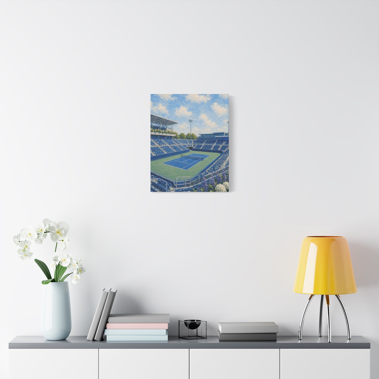 Cincinnati Tennis Canvas Wall Art, Blue Court Stadium Painting, Ohio Sports Decor, Tennis Lover Gift— Stretched Matte 1.25"