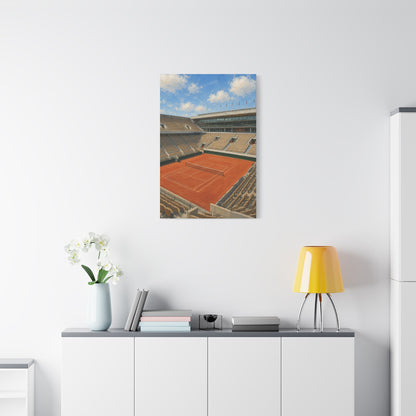 Paris Clay Court Canvas Wall Art, French Tennis Stadium Painting, European Sports Decor, Tennis Lover Gift— Stretched Matte 1.25"
