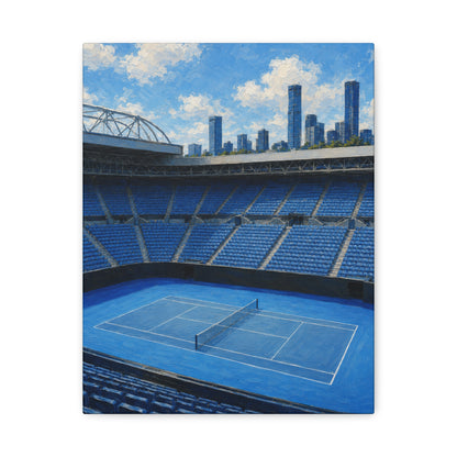 Melbourne Tennis Canvas Wall Art, Blue Court Stadium Painting, Australian Summer Tennis Decor