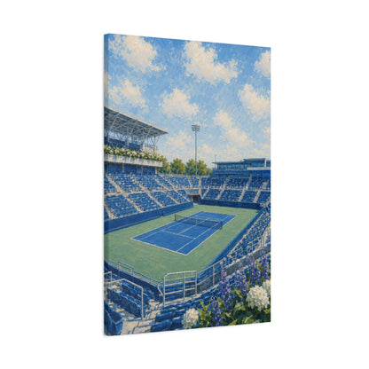 Cincinnati Tennis Canvas Wall Art, Blue Court Stadium Painting, Ohio Sports Decor, Tennis Lover Gift— Stretched Matte 1.25"