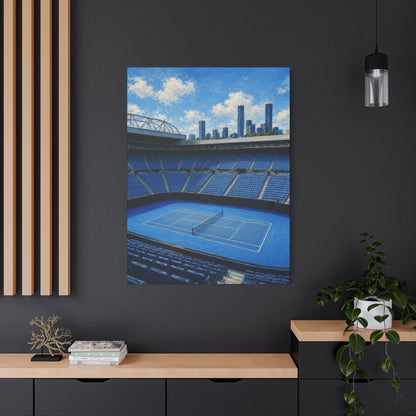 Melbourne Tennis Canvas Wall Art, Blue Court Stadium Painting, Australian Summer Tennis Decor