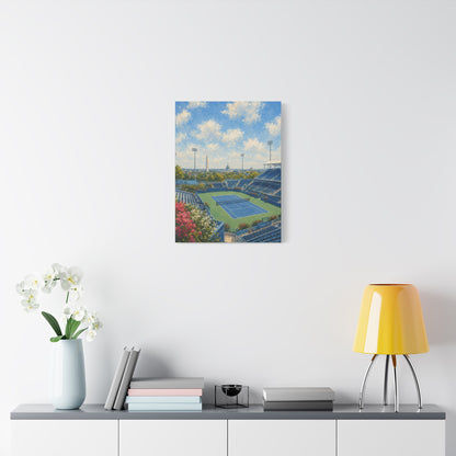 Washington DC Tennis Canvas Wall Art, Blue Court Stadium Painting, Capitol City Sports Decor, Tennis Lover Gift— Stretched Matte 1.25"