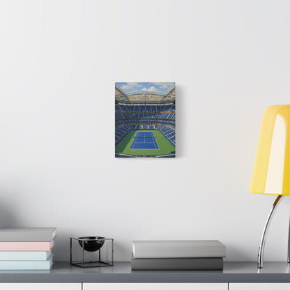 New York Tennis Canvas Wall Art, Blue Court Stadium Painting, NYC Sports Decor, Tennis Lover Gift— Stretched Matte 1.25"