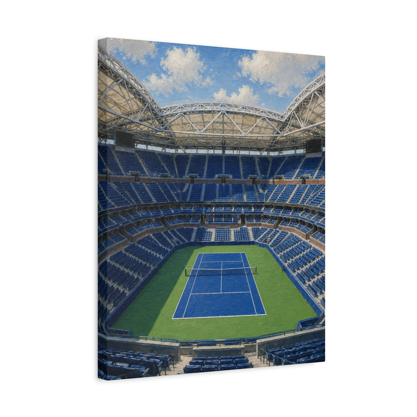 New York Tennis Canvas Wall Art, Blue Court Stadium Painting, NYC Sports Decor, Tennis Lover Gift— Stretched Matte 1.25"
