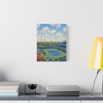 Washington DC Tennis Canvas Wall Art, Blue Court Stadium Painting, Capitol City Sports Decor, Tennis Lover Gift— Stretched Matte 1.25"