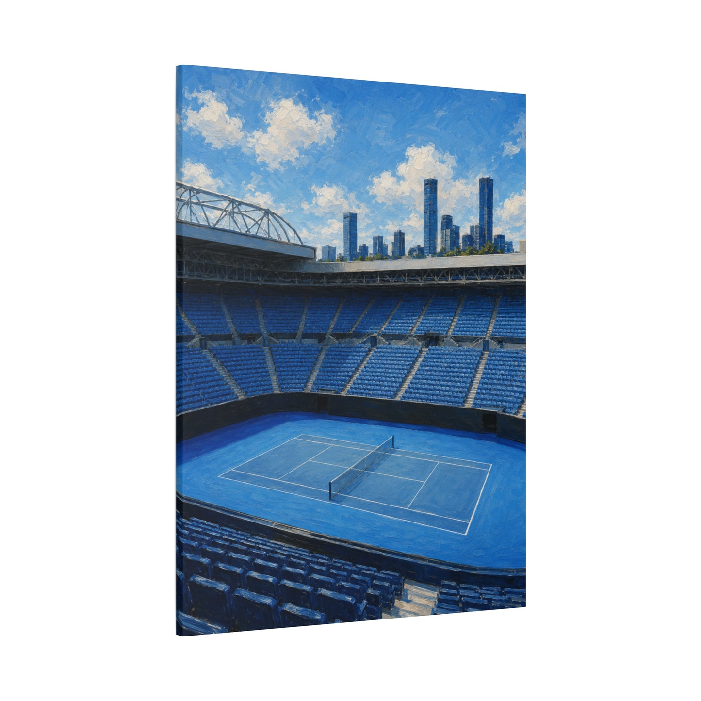 Melbourne Tennis Canvas Wall Art, Blue Court Stadium Painting, Australian Summer Tennis Decor