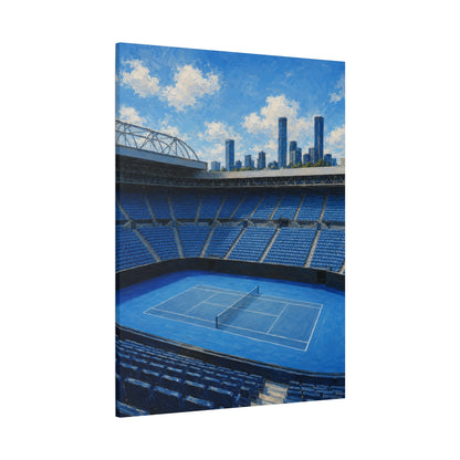 Melbourne Tennis Canvas Wall Art, Blue Court Stadium Painting, Australian Summer Tennis Decor