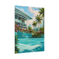 Miami Tennis Canvas Wall Art, Aqua Court Stadium Painting, Tropical Sports Decor, Tennis Lover Gift— Stretched Matte 1.25"