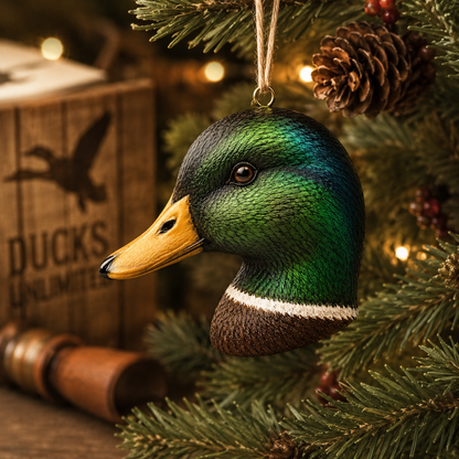 Greenhead Mallard Duck Ornament | Hand-Painted Duck Head Christmas Ornament | Duck Hunter Gift | Waterfowl Decor