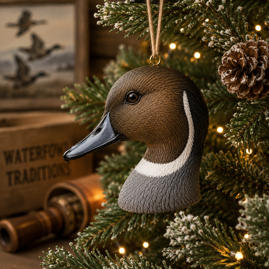 Northern Pintail Duck Ornament | Hand-Painted Duck Head Christmas Ornament | Duck Hunter Gift | Waterfowl Decor