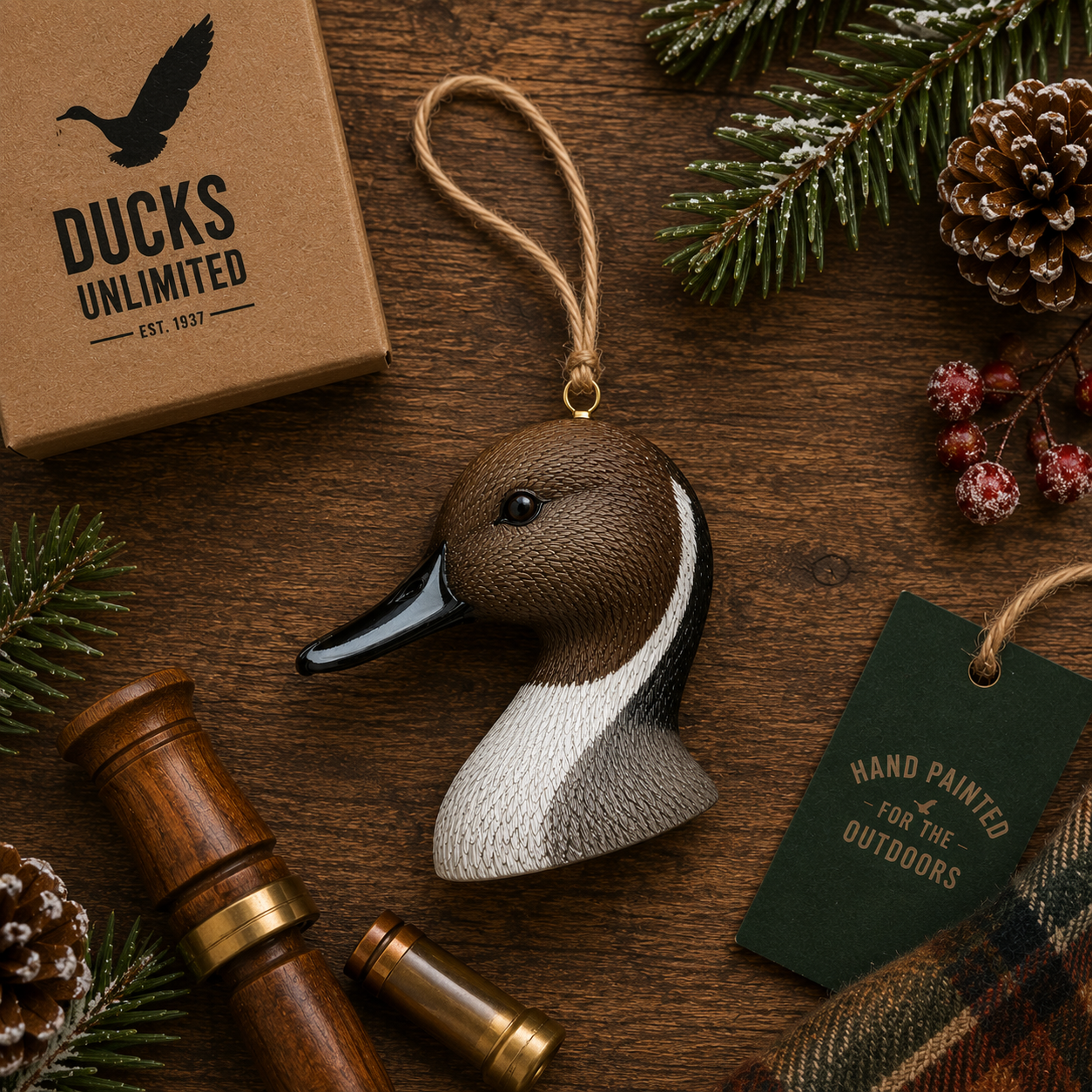 Northern Pintail Duck Ornament | Hand-Painted Duck Head Christmas Ornament | Duck Hunter Gift | Waterfowl Decor