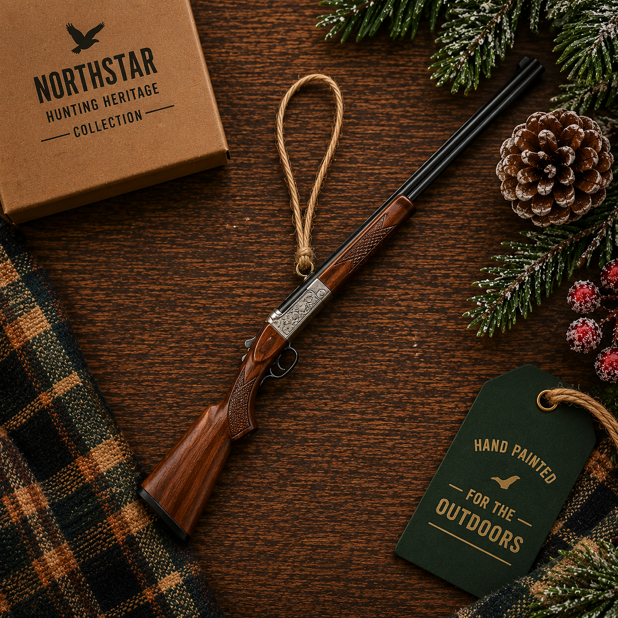 Shotgun Ornament | Hand-Painted Double Barrel Shotgun Christmas Ornament | Hunter Gift | Hunting Lodge Decor