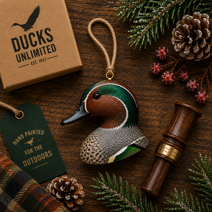 Green-Winged Teal Ornament | Hand-Painted Duck Head Christmas Ornament | Duck Hunter Gift | Waterfowl Decor