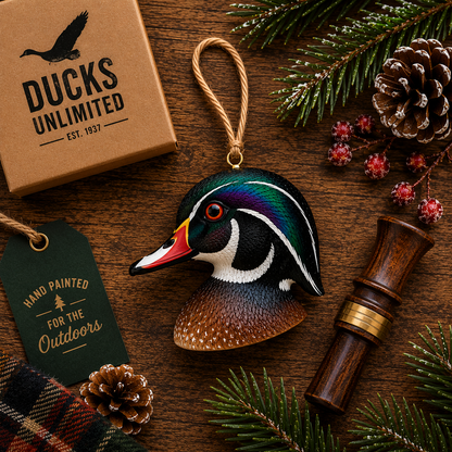 Wood Duck Ornament | Hand-Painted Duck Head Christmas Ornament | Duck Hunter Gift | Waterfowl Lodge Decor